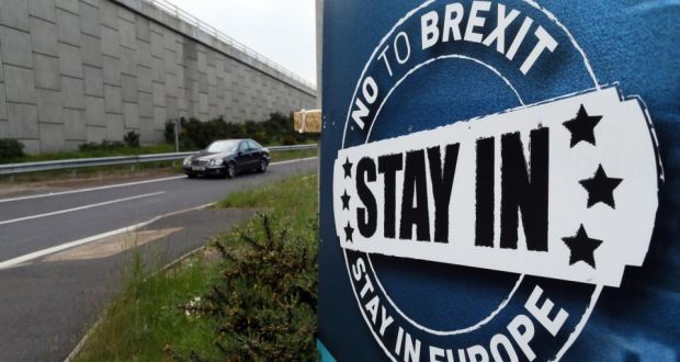 No to Brexit: a remain sign in Northern Ireland. A hard Brexit is expected to result in higher prices in the Republic, as UK multinationals pass on the cost of a weaker pound to consumers. Photograph: Paul Faith/AFP/Getty