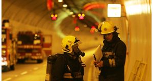 dublin unofficial engage firefighters industrial action undergoing advance brigade tunnel traffic port opening members training fire its betson alan photograph