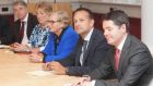 Members of the Cabinet Francis Fitzgerald, Taoiseach, Leo Varadkar  and Paschal Donohoe. Photograph: Collins