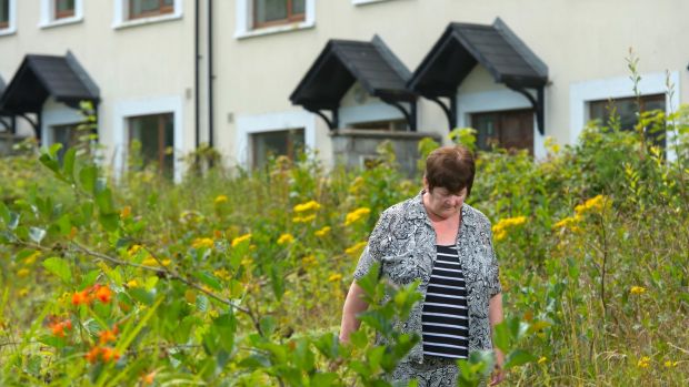 Shopkeeper Joan Walsh standing in the abandoned housing estate in Boherbue, Co Cork. Photograph: Michael Mac Sweeney/Provision