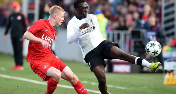 Bobby Adekanye in action against Spartak Moskva during their Uefa Youth League match. Photograph: Getty Images