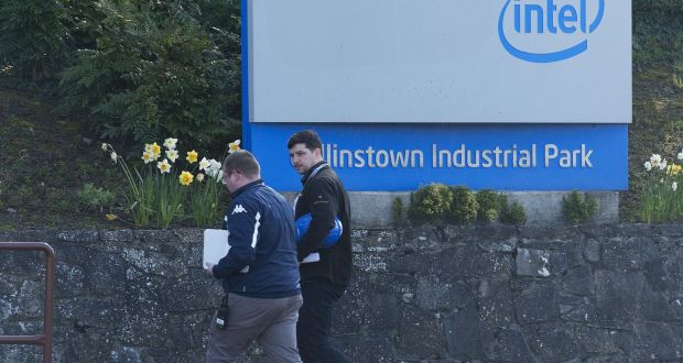 Workers entering the Intel facility at Leixlip, Co Kildare. Photograph: Dave Meehan/The Irish Times