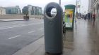 A litter bin on George’s Quay in Dublin city centre