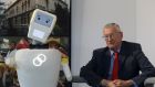 ‘Stevie’ the robot with Test user Tony McCarthy. Photograph: Trinity College Dublin 5