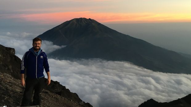 Barry Dunning on Mount Merapi.