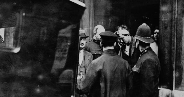 The arrest of Reginald Dunne and James Connolly immediately after the assassination by two IRA gunmen of the British Field Marshal Henry Wilson. His assassination helped spark off the Irish Civil War. Photograph: Topical Press Agency/Getty Images