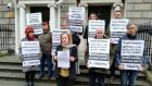 Ruth Coppinger and Solidarity protesters outside Housing Agency in Dublin. Photograph: Ciarán D’Arcy