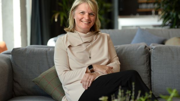 Sinead McSweeney in Twitter’s HQ in Dublin: “Whenever I hear somebody’s pregnant, I start making baby blankets.” Photograph: Dara Mac Dónaill