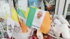 Flags on sale in Knock, Co Mayo, ahead of Pope Francis’s visit. Photograph: Niall Carson/PA