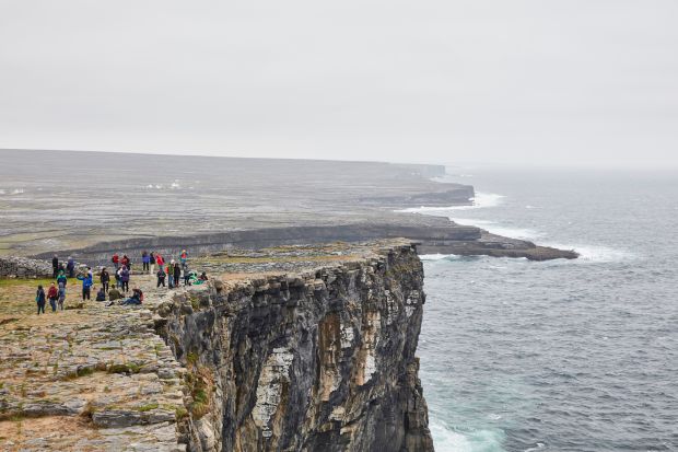 Aran Islands: tourists at Dún Aonghasa, on Inishmore. Photograph: Andy Haslam/New York Times