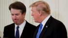 US president Donald Trump with his nominee for the supreme court, Brett Kavanaugh, last July. In the postwar decades, judges around the world looked to the US supreme court for inspiration. Photograph: Jim Bourg/Reuters