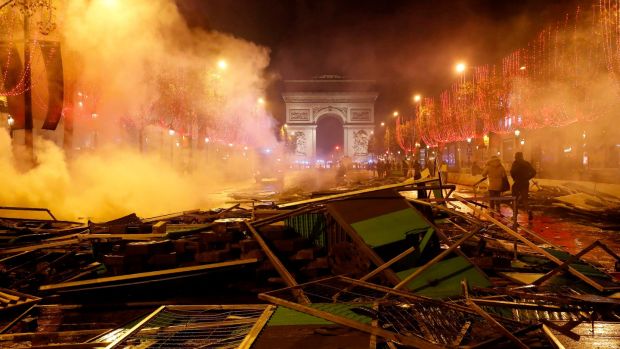 Tear Gas And Water Cannon Used To Disperse Paris Demonstrators