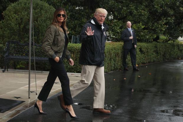Melania attracted criticism for her choice of outfit to visit a hurricane site. Photograph: Alex Wong/Getty Images