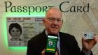 Minister for Justice Charlie Flanagan launching the passport card in 2015. Photograph: Cyril Byrne