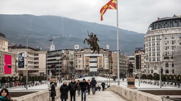 A  statue of Alexander the Great in Skopje, Macedonia: has 28 years of prevarication and chicanery come to an end?  Photograph Akos Stiller/The New York Times