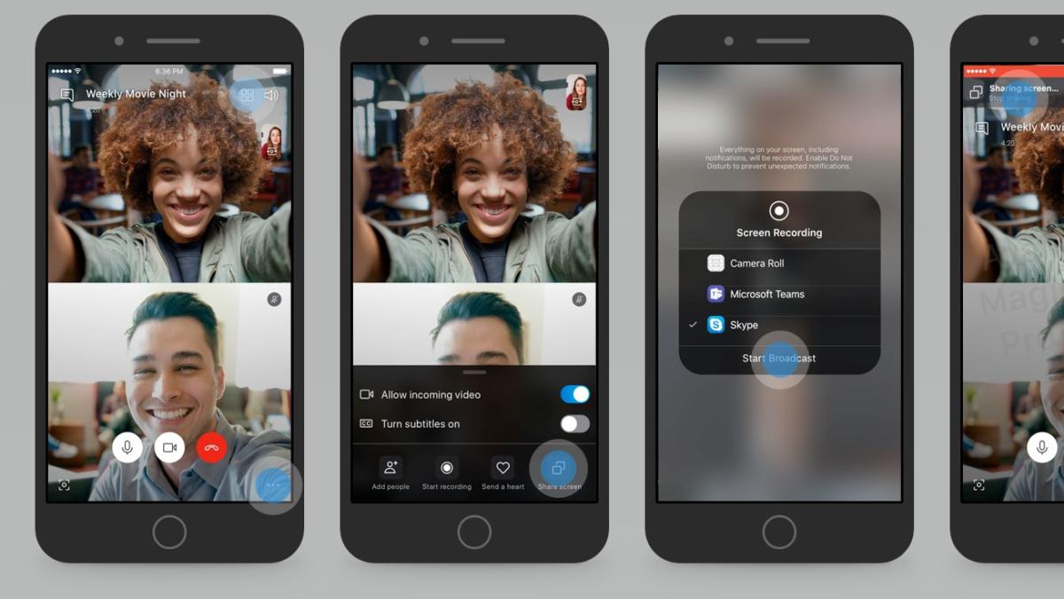 is screen sharing in skype available on iphone