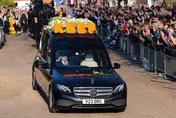 Prodigy star: Keith Flint’s funeral, in March. Photograph: Joe Maher/Getty