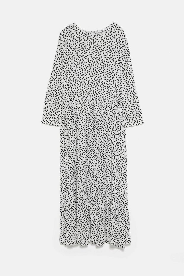 zara black and white spotty dress