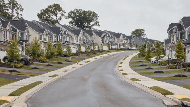 Homes, roughly 16 miles from the construction site of a new Royal Dutch Shell plant. Photograph: The New York Times