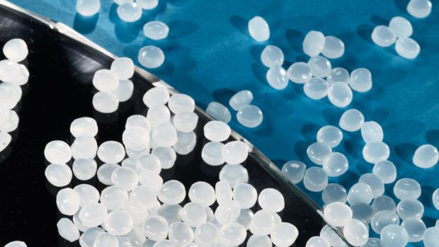 Samples of the plastic pellets that Royal Dutch Shell will produce with its new plant. Photograph: The New York Times