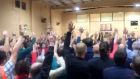 A show of hands was taken at the meeting in Oughterard. Photograph: Gearóid Murphy/Twitter 