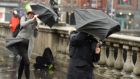 Southwesterly winds, later veering northwesterly will reach mean speeds of 65 to 80 km/h with gusts from 110 to 130km/h. Photograph: Dara Mac Donaill/The Irish Times