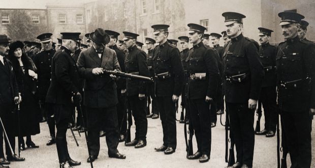 Sir Hamer Greenwood, chief secretary for Ireland, inspecting the Royal Irish Constabulary (RIC)