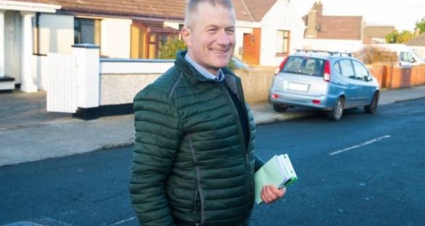 Cllr Eddie Mulligan canvassing for the general election in Waterford City. Photograph: Patrick Browne