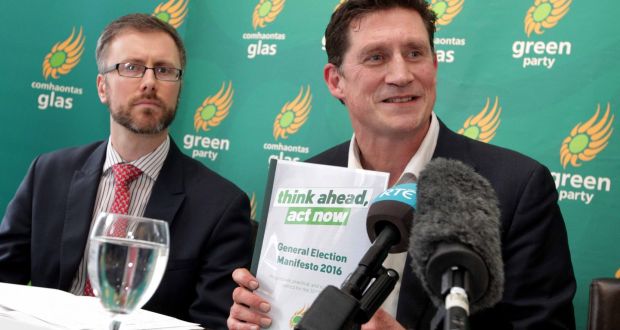 Roderic O’Gorman, left, with party leader Eamon Ryan. Election 2020 was his 10th election in 15 years. Photograph: RollingNews.ie