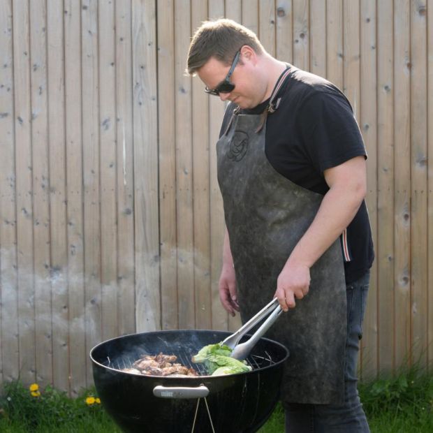 Andy Noonan prepares a barbecued Caesar salad. Photograph: Dara Mac Dónaill/The Irish Times