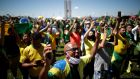 Supporters of far-right Brazilian president Jair Bolsonaro taking part in a protest  in Brasilia on May 3rd. Photograph: Ueslei Marcelino/Reuters