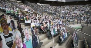 cardboard fans stadiums covid borussia moenchengladbach applause piped age cutouts verheyen bundesliga christian via getty club