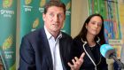 Green Party leader Eamon Ryan with Catherine Martin at a 2016 press conference in Dublin. Photograph: Eric Luke