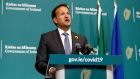  Taoiseach Leo Varadkar briefs the media at Government Buildings, Dublin, on the next phase of the Roadmap for reopening society and business following a Cabinet meeting. Photograph: Leon Farrell/Photocall Ireland/PA Wire