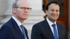 There is speculation Fine Gael’s  Simon Coveney will  remain in  the Department of Foreign Affairs, while  party leader Leo Varadkar as tánaiste will head the Department of Jobs. Photograph:  Leon Farrell/Photocall Ireland