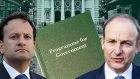 Both Leo Varadkar and Micheál Martin warned of the consequences of the draft programme for government being rejected by either of the three parties