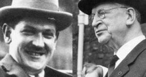 Michael Collins and Eamon De Valera. Photograph: Getty/Irish Times