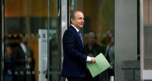 Fianna Fáil leader Micheál Martin arrives at the Convention Centre in Dublin on Saturday. Photograph: Aidan Crawley/EPA