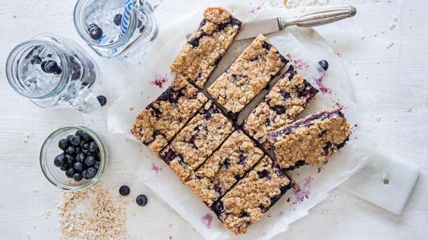 Blueberry oat slices. Photograph: Harry Weir Photography