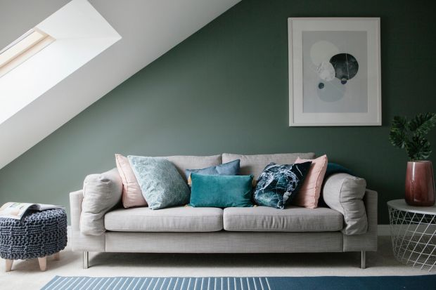 Nature-inspired palettes will dominate 2021 such as this sage-coloured attic. Photograph: Ruth Maria Murphy