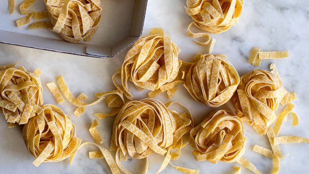 Tagliatelle for a fried tagliatelle with chickpeas and smoky tomatoes dish. So much of 2020 was about starting from staples, but Yotam Ottolenghi hopes we can keep those cooking lessons in the new year.