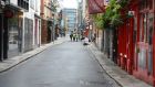 An empty Temple Bar in Dublin last October.  We are witnessing the death of distance, rather than the death of the city.  Photograph: Dara Mac Dónaill/The Irish Times