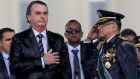 Brazilian president Jair Bolsonaro  and army commander Edson Pujol: the head of the army has a notoriously frosty relationship with the president.  Photograph:  Getty Images