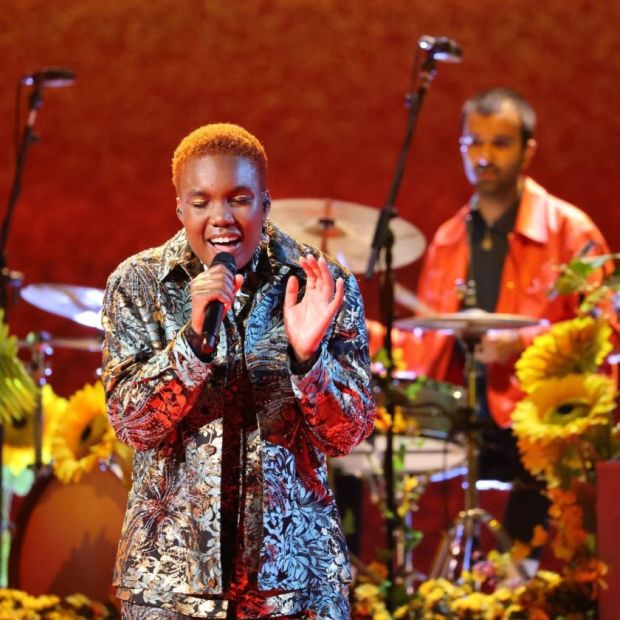 Arlo Parks performs on stage at the Brit Awards 2021. Photograph: John Marshall/AFP via Getty Images