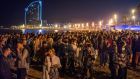 People crowded on the beach in Barcelona on Sunday as  residents were euphoric at the ending a  of six-month long national state of emergency and consequently, the local curfew.  Photograph: Emilio Morenatti/AP