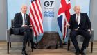 US president Joe Biden and UK prime minister Boris Johnson at a hotel near near St Ives in England on Thursday, ahead of the G7 summit. Photograph: Toby Melville/Getty Images