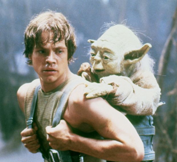 Actor Mark Hamill on the set of Star Wars: Episode V – The Empire Strikes Back with Yoda. Photograph: Lucasfilm/Sunset Boulevard/Corbis via Getty