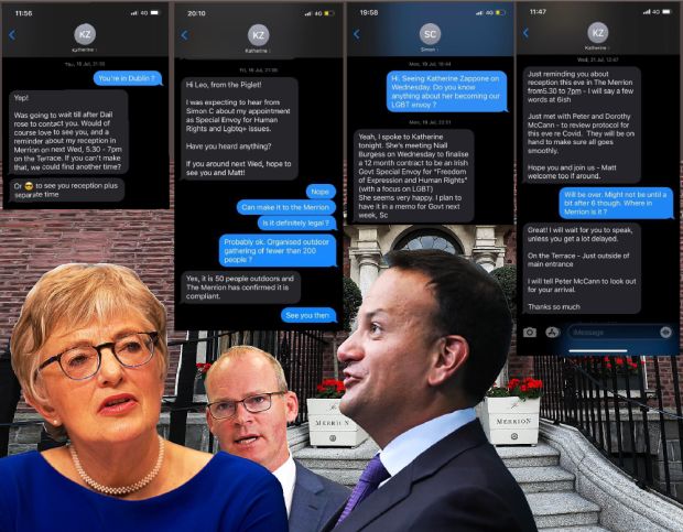 Text message exchanges between TÃ¡naiste Leo Varadkar and Katherine Zappone and Simon Coveney