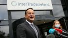 Tánaiste Leo Varadkar speaks to the media during a visit to InterTradeIreland’s offices in Newry, Co Down. Photograph: Brian Lawless/PA Wire