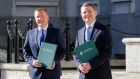 Minister for Finance Paschal Donohoe and Michael McGrath, Minister for Public Expenditure and Reform outside Government Buildings prior to the announcement of Budget 2021.  Photograph: Crispin Rodwell for the Irish Times